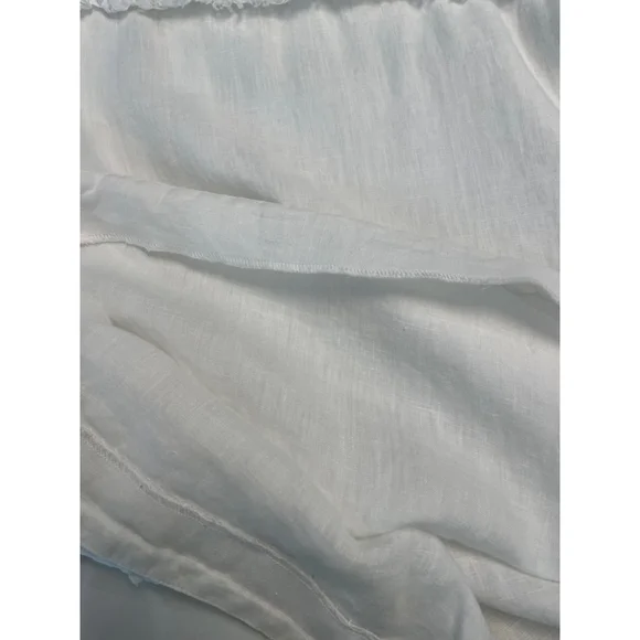 J.Crew 100% Linen Top Blouse 2 White Embroidered Coastal Old Money Minimalist - Picture 7 of 9